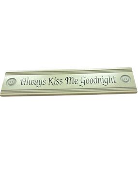 Light Mint Green Wall Art Decor ALWAYS KISS ME GOODNIGHT Composition Wood